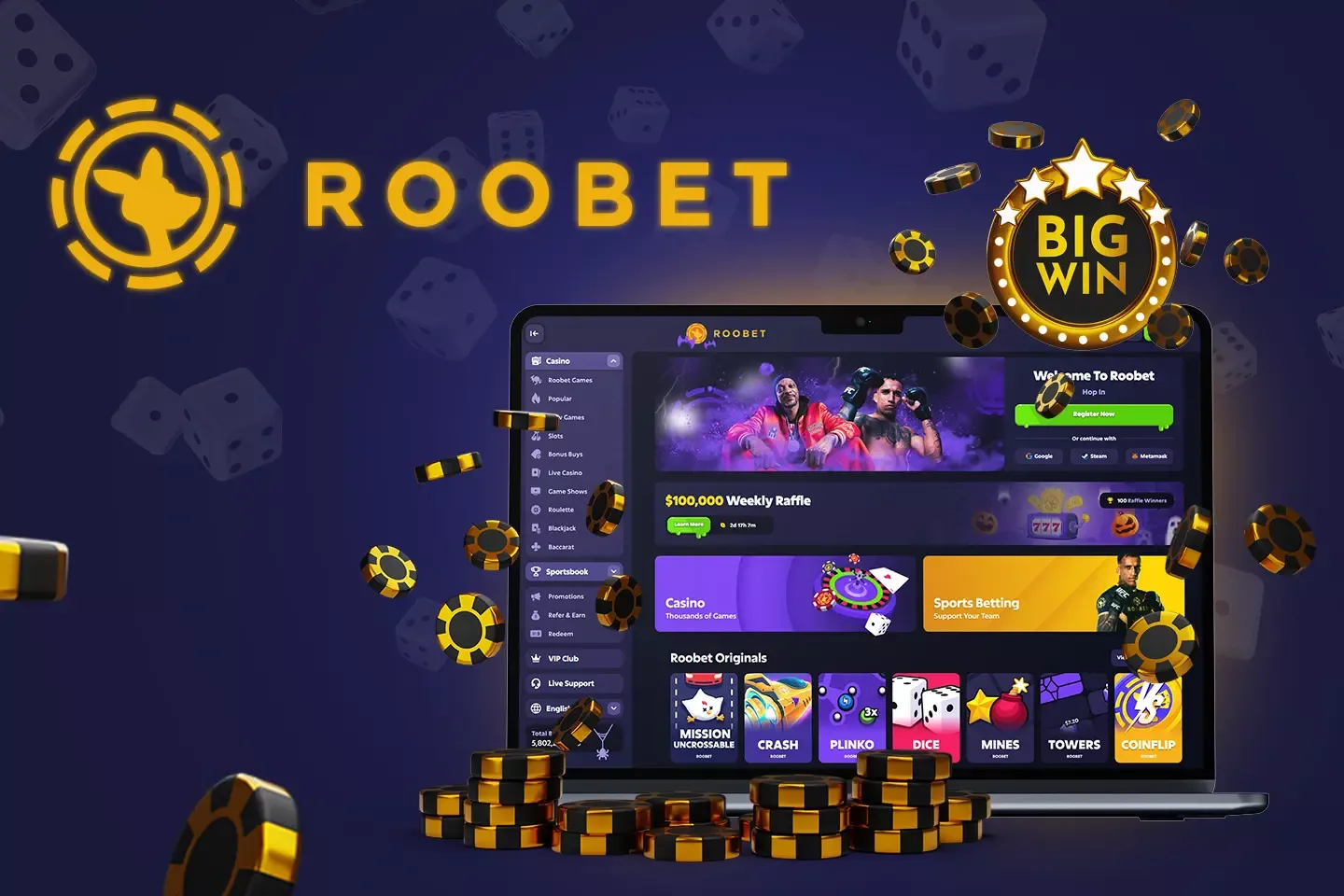 Join Roobet to get welcome bonus